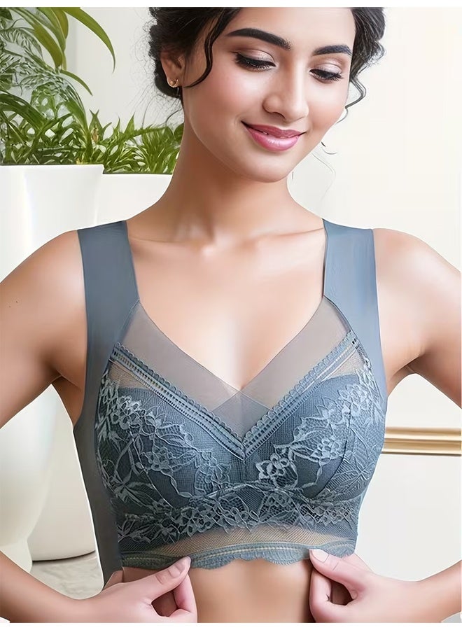 Zeemey 3 Pack Elegant Floral Lace Wireless Bralette Bra, Comfy & Breathable Full Coverage Push Up Intimates Bra, Women's Lingerie - Image 2